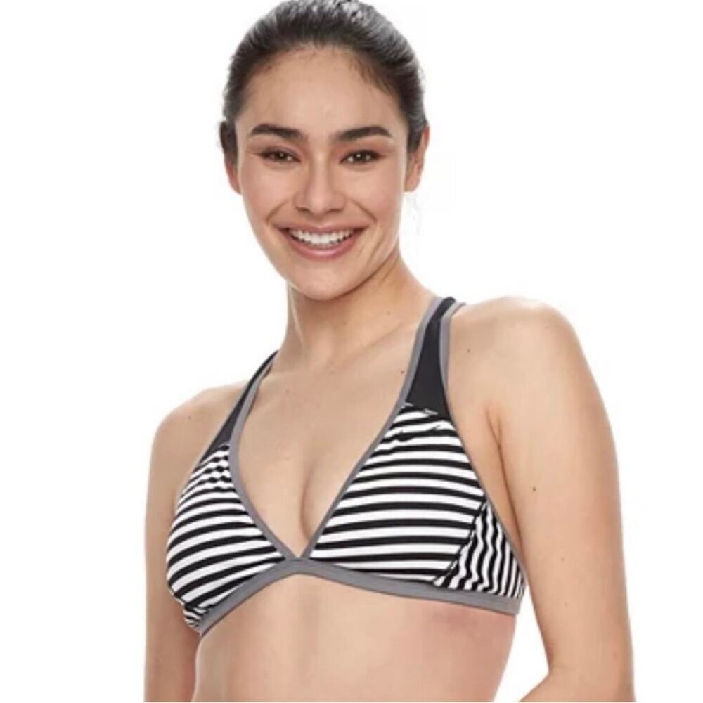 NWT Nike Striped Racerback Swim Top Size L